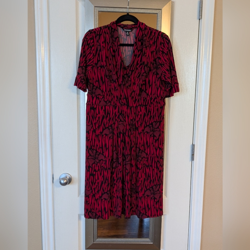 George Red and Black Midi Dress
